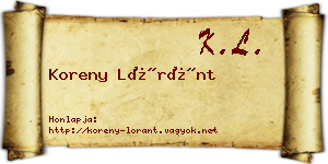 Koreny Lóránt névjegykártya